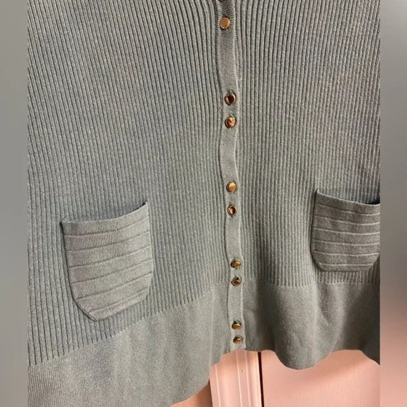 Cortifiels Mint Green Ribbed Cardigan button up Sz 8 NWT - Picture 3 of 6